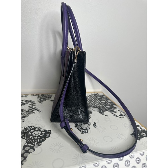 Michael Kors Purple Leather Satchel Bag Gold Lock Adjustable Strap‎ Top Handle - Picture 4 of 8